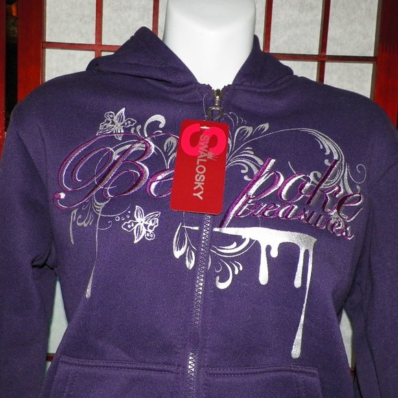 Swalosky Jrs 2PC Purple Jog Set Flare Pants Zip Up Hoodie - Picture 4 of 13